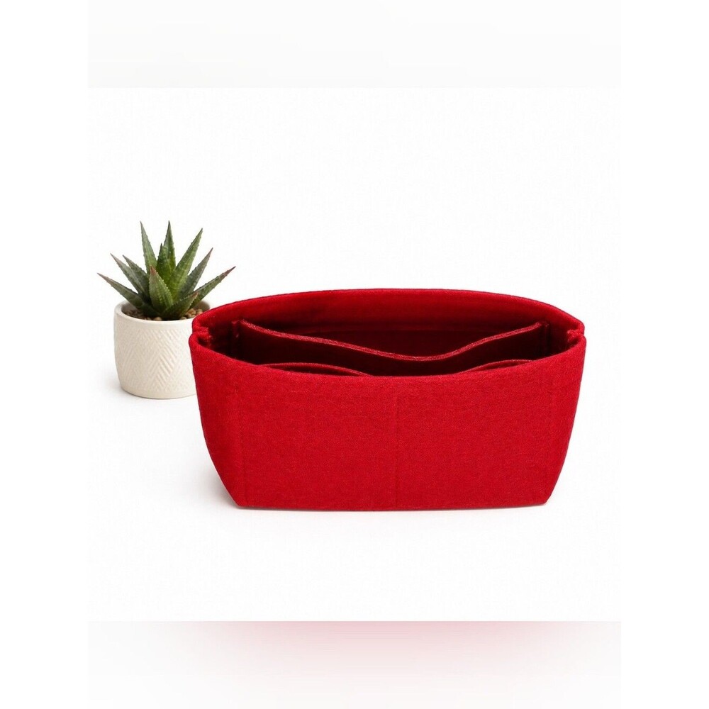 Women's Mini Felt Purse Insert Bag Organizer Small RED